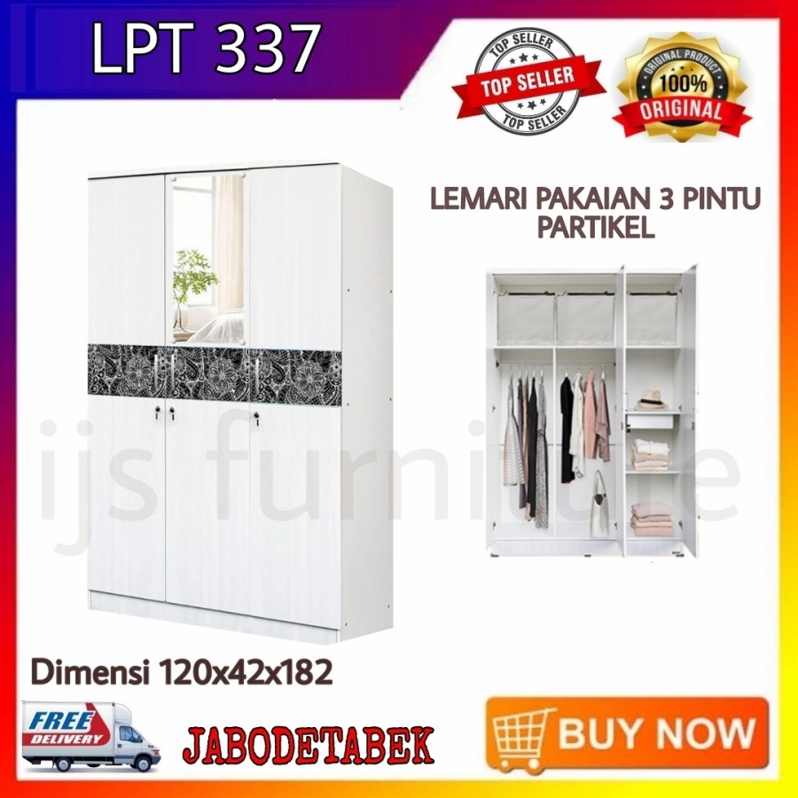 Lemari Pakaian 3 Pintu Partikel LPT 337 Terlaris